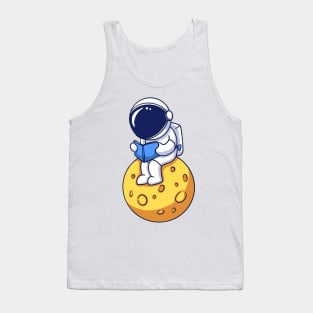 Astronaut Reading a Book on the Moon Tank Top